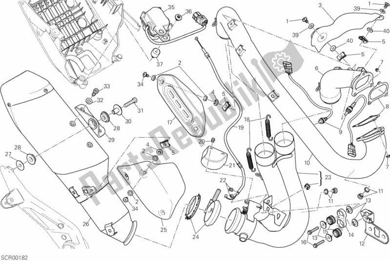 Todas as partes de Sistema De Exaustão do Ducati Hypermotard LS Thailand 821 2015